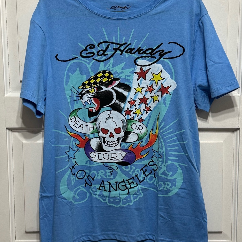 NWT Ed Hardy Skull & Dice Blue Graphic Tee Shirt - Don Ed Hardy Designs